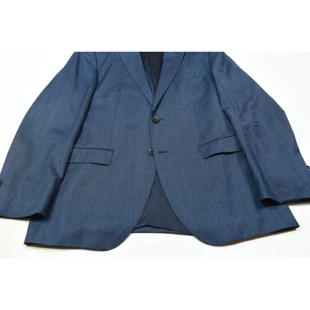Hugo Boss Blazer Mens 42R Blue Wool Super 130s Guabello Two-Button Slim Fit